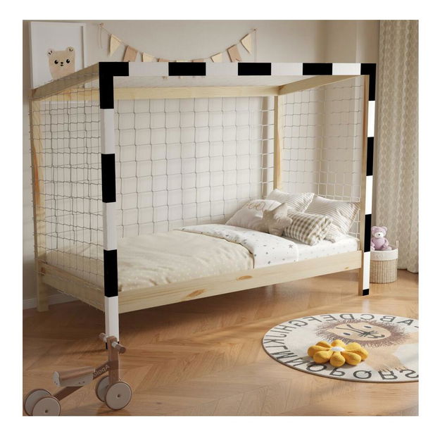 Dětská postel 90 cm Facilmente (přírodní + bílá + černá) (s roštem)