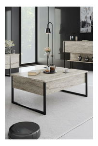 Konferenční stolek Luna 1 (travertin + černá)