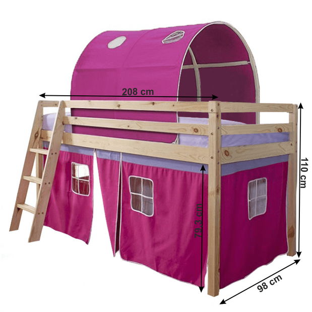 Patrová postel 90 cm Indigo (růžová) (s roštem)