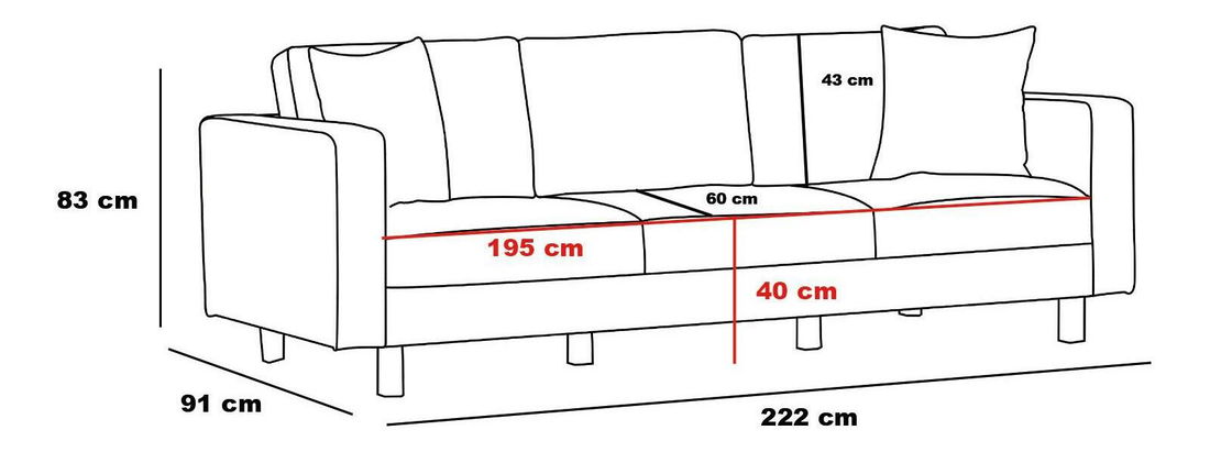 Pohovka trojsedačka Berlunetta (antracit + černá)