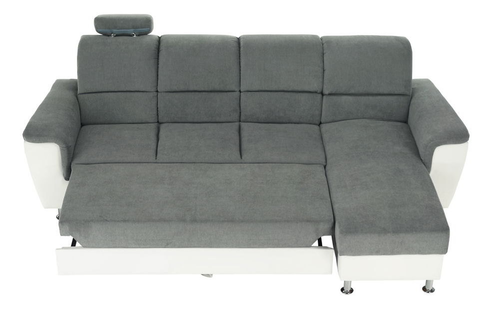 Rohová sedací souprava Stan malá (bílá + šedá) (P)