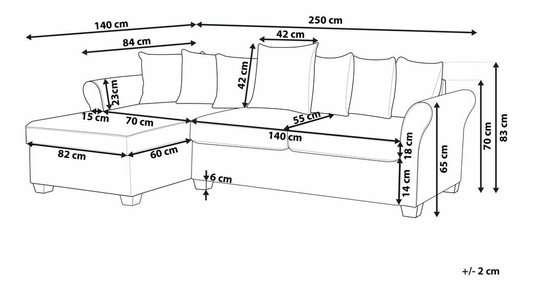 Rohová sedací souprava VENNA (světle šedá) (L)