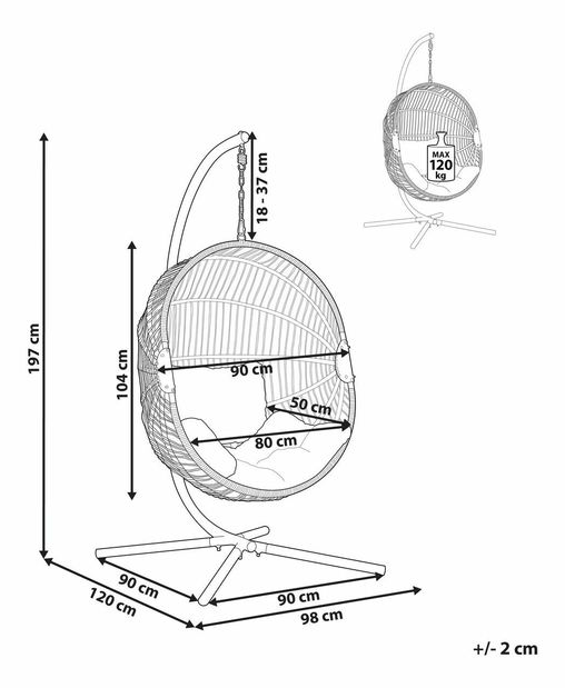 Závěsné křeslo Acrie (béžová)