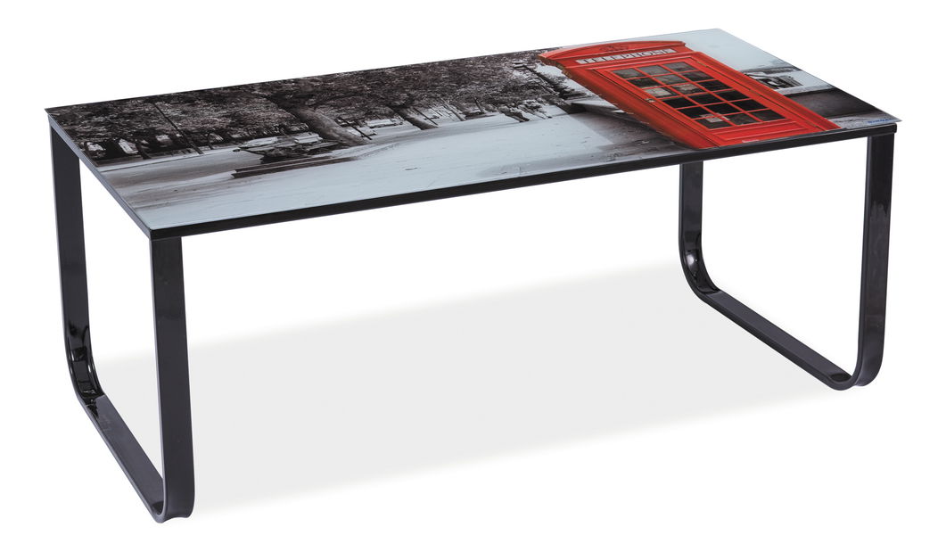 Konferenční stolek Thurso II (černá + grafika London)