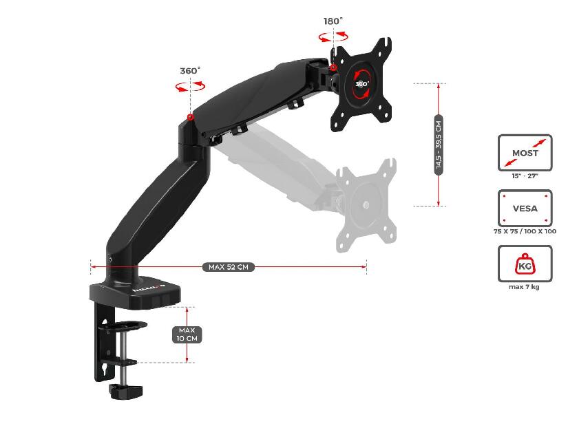 Otočný držák na monitor Monarch 1 (černá)