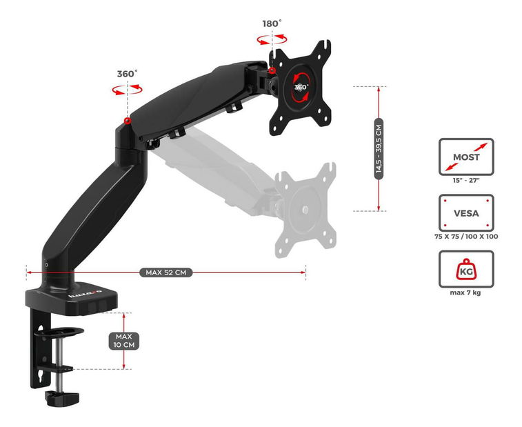 Otočný držák na monitor Monarch 1 (černá)