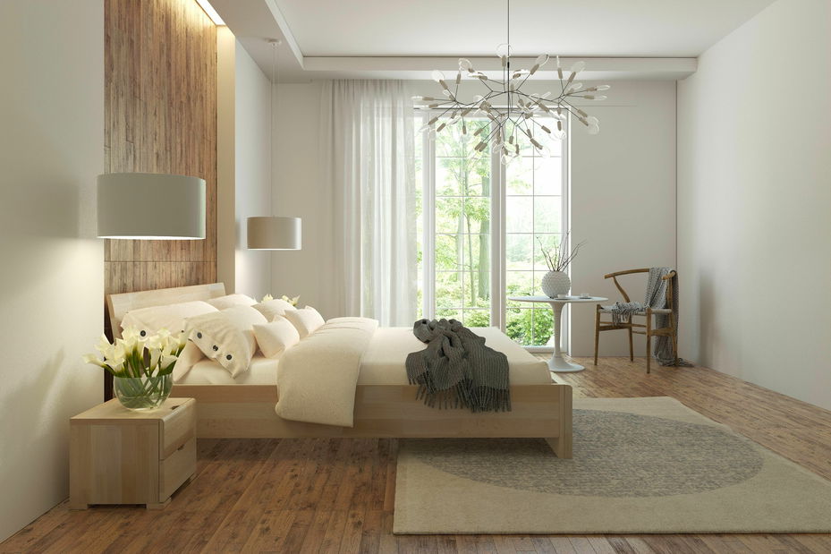 Manželská postel 180 cm Naturlig Blomst High BC (buk) (s roštem)