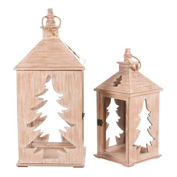 Lucerna dřevěná 2 ks Jehličnany (přírodní)