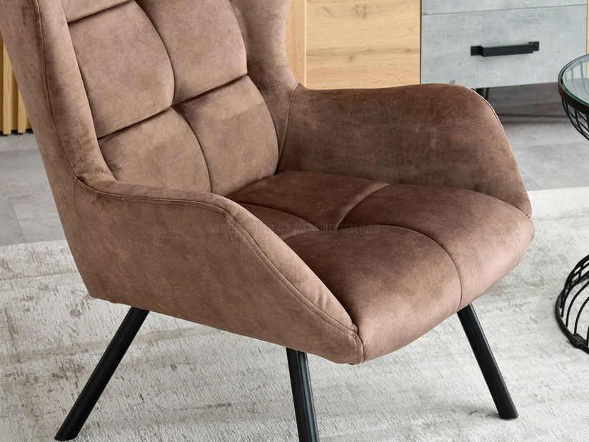 Designové křeslo Norweien (hnědá + zlatá)