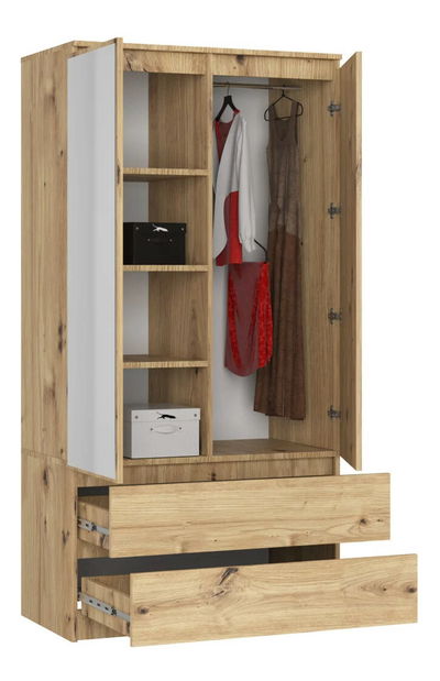 Šatní skříň Submarino (dub craft) (se zrcadlem)
