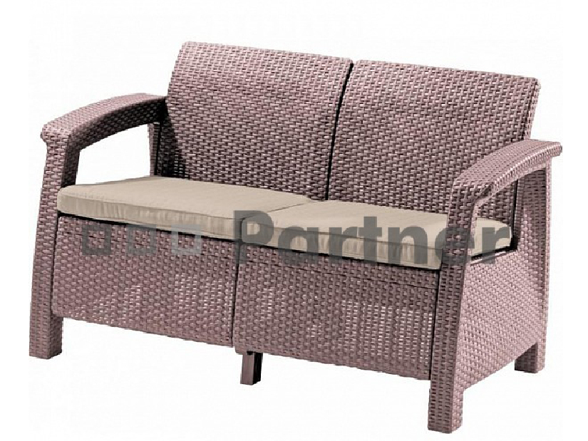 Zahradní lavička Corfu love seat (cappucino) (um. ratan)