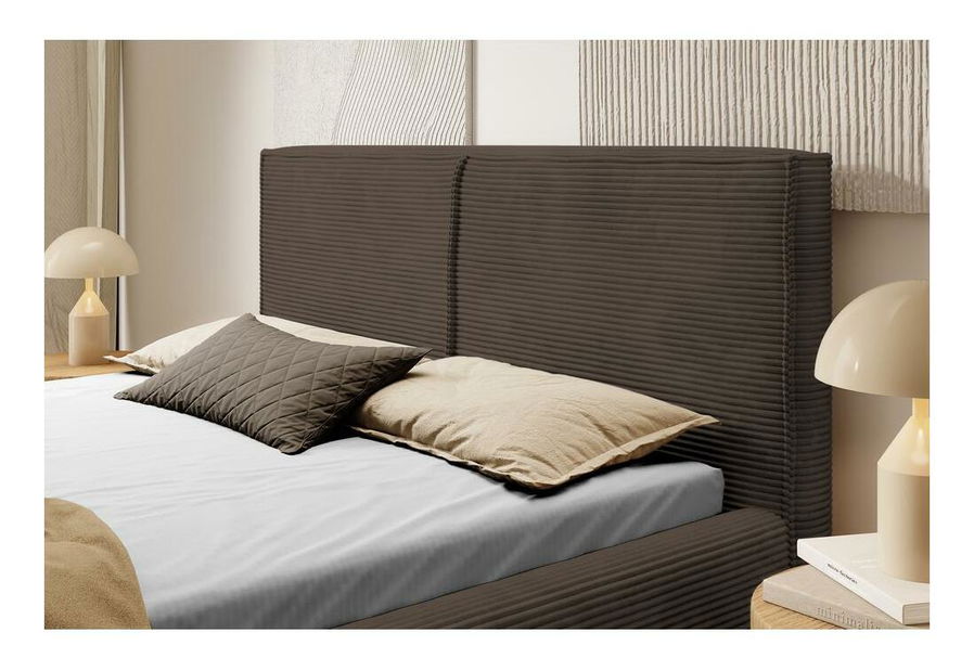 Manželská postel 140 cm Fatime (s roštem) (s úl. prostorem) (tmavě hnědá + černá)