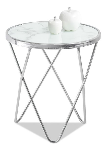 Konferenční stolek Armin S (bílý mramor + chromová)