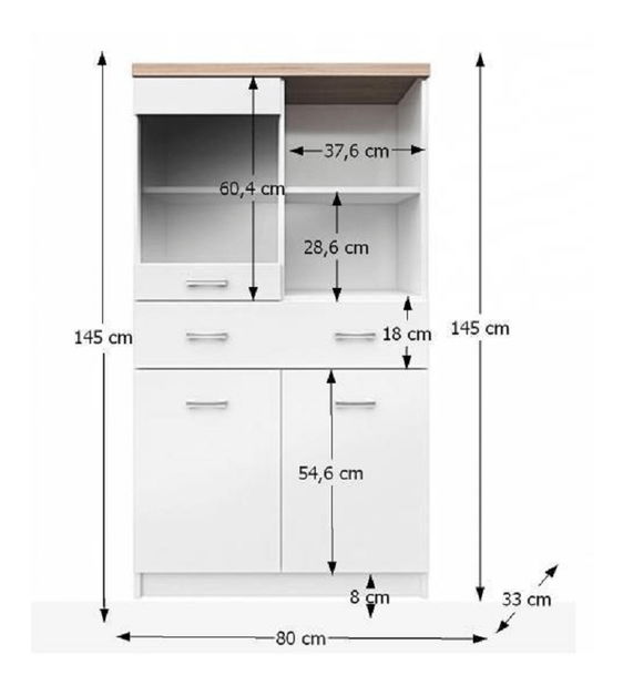 Vitrína Timmy Typ 02 2D1W1S/80 (bílá + dub sonoma)