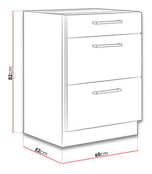 Dolní kuchyňská skříňka Bronte 60 D 3S BB (dub lancelot + bílý lesk)