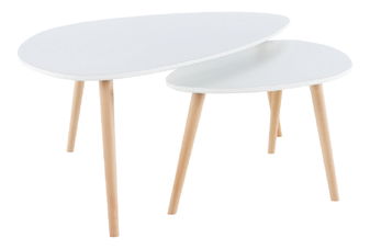 Konferenční stolek Faith (bílá + buk)