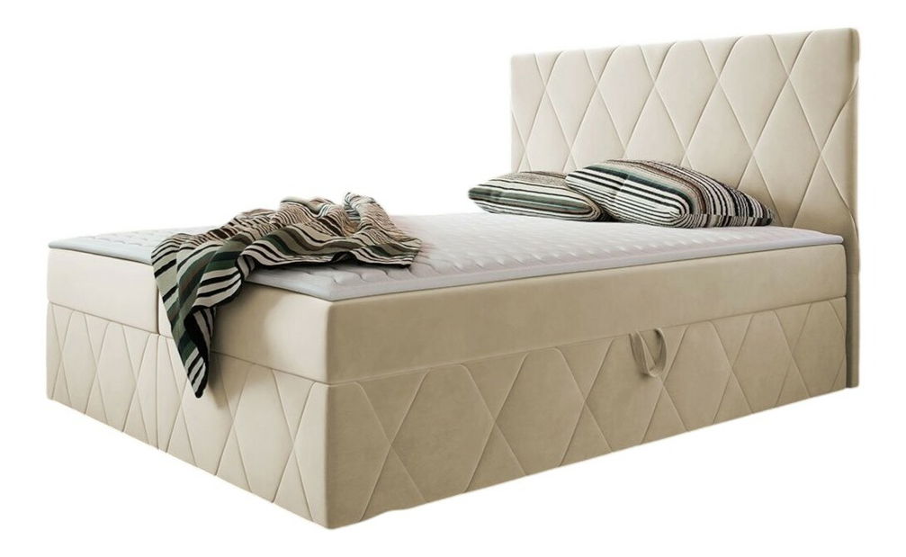 Manželská postel 180 cm Tibor (krémová ) (s roštem, matrací a úl. prostorem)