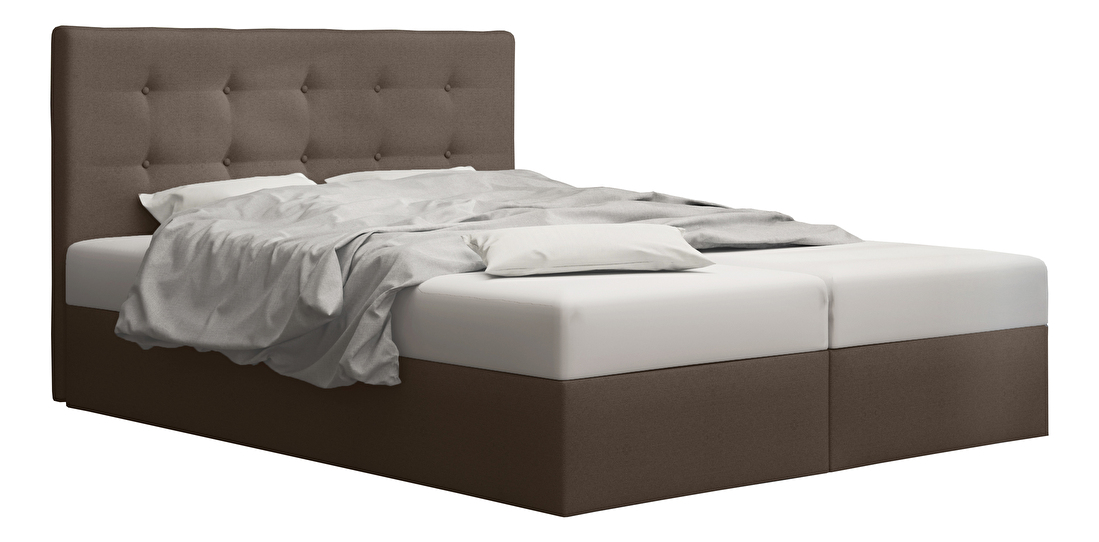 Manželská postel Boxspring 140 cm Duel 1 (hnědá) (s matrací a úložným prostorem)