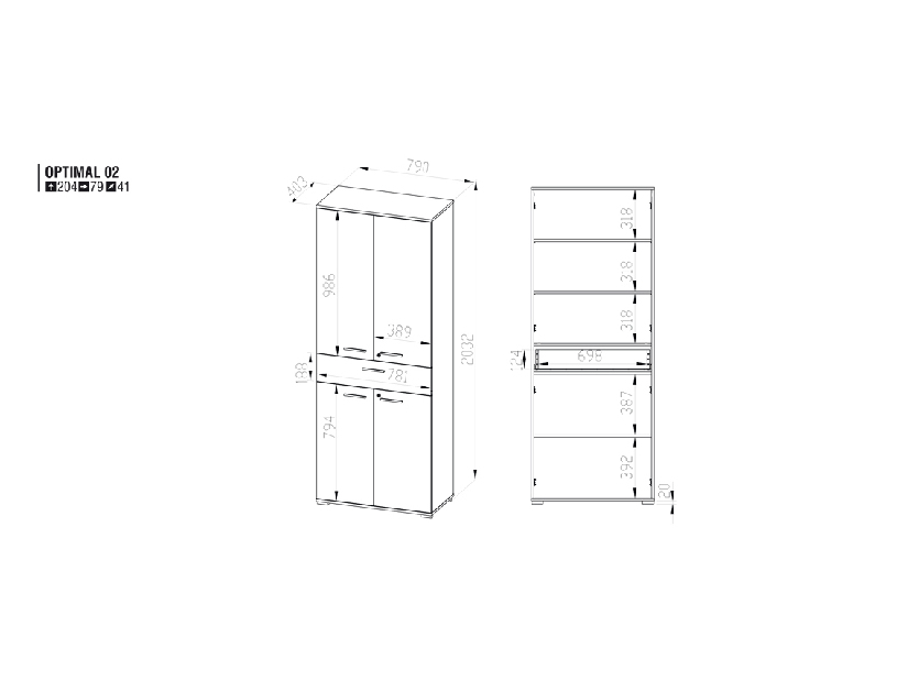 Policová skříň Optimal 2