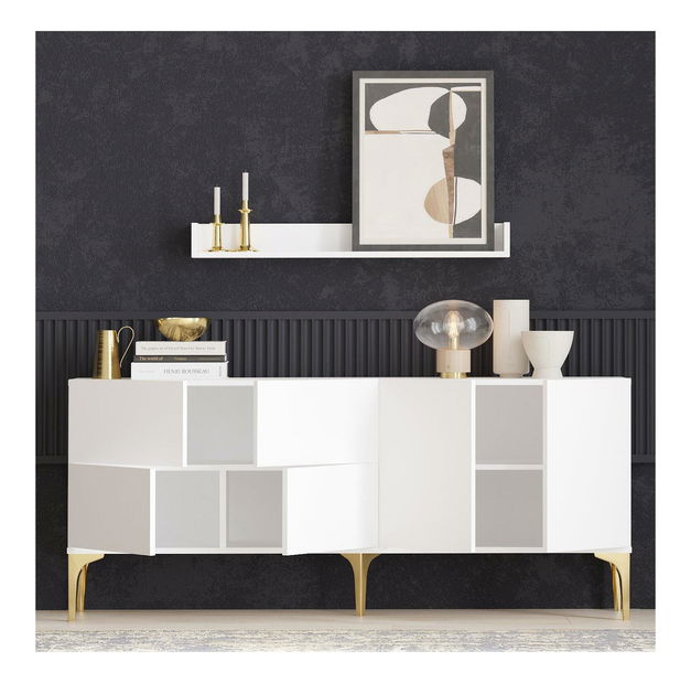 Skříňka Lipamo 2 (bílá + zlatá)