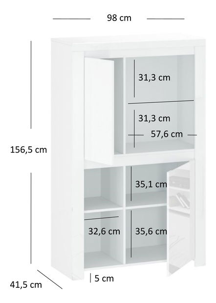 Regál Leona 2D (bílá lesklá)