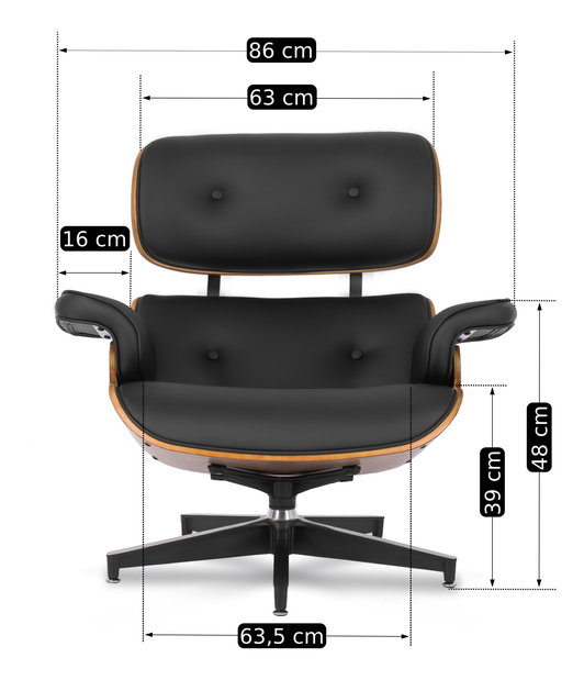 Křeslo s podnožkou Procesion (černá)