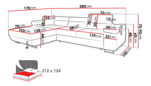Rohová sedačka Terazuro Mini S (šedá) (s úl. prostorem) (P)