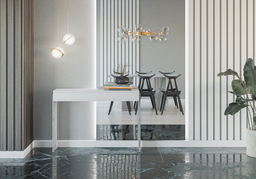 Konzolový stolek Zantra (bílá + kámen)