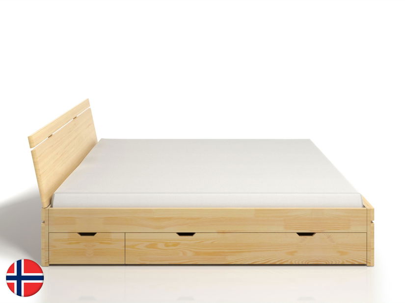 Manželská postel 160 cm Naturlig Bavergen Maxi DR (borovice) (s roštem a úl. prostorem)
