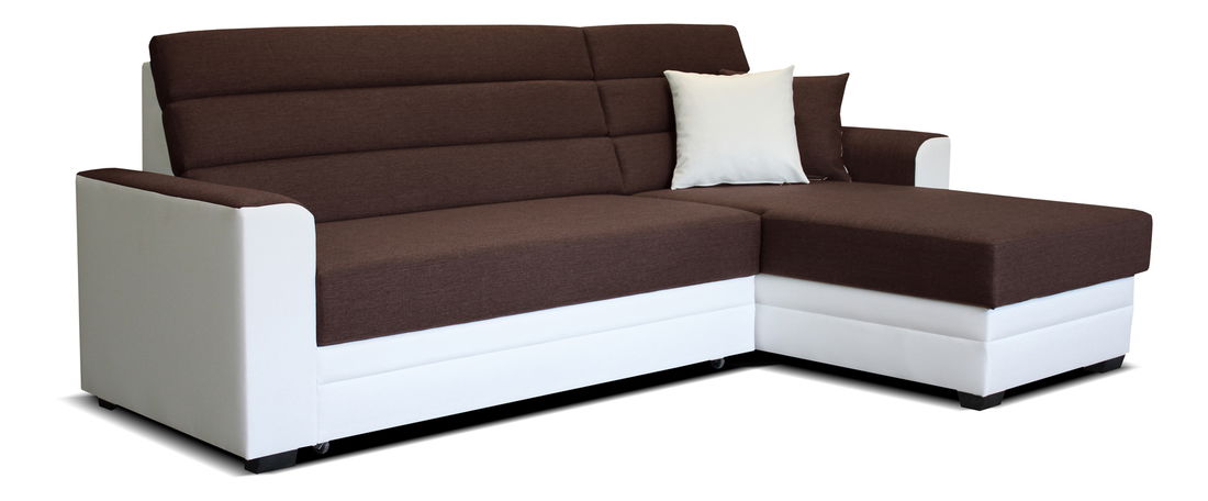 Rohová sedací souprava Ulm 2F+L (hnědá + bílá) (P)