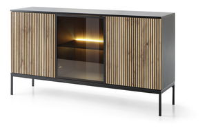 Kombinovaná komoda Silvano K154 (černá + dub wotan) (s LED osvětlením)