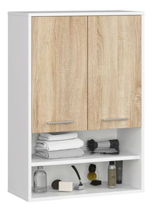 Závěsná koupelnová skříňka Farid TYP 7 (bílá + dub sonoma)