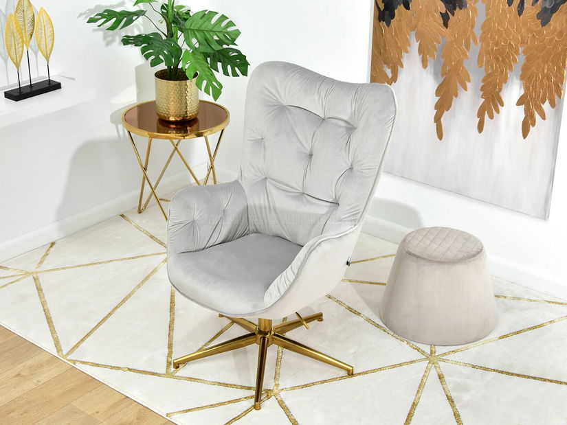 Křeslo Meryl (šedá + zlato)