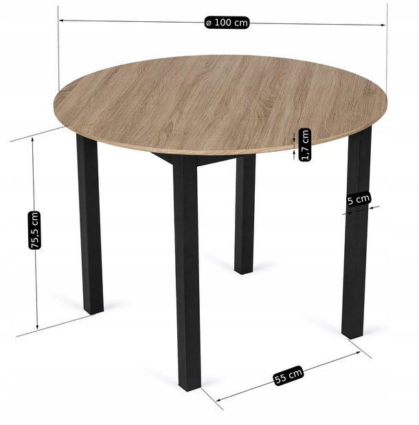 Jídelní stůl Tienden (dub sonoma) (pro 4 osoby)