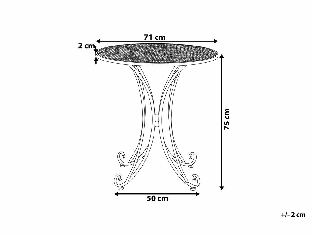 Zahradní stůl 71 cm CINQUE (kov) (šedá) (pro 4 osoby)