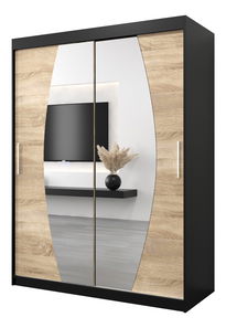 Šatní skříň 150 cm Eclipse (černá matná + dub sonoma)