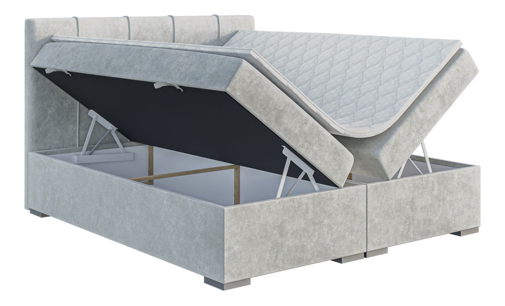Jednolůžková boxspring postel 120 cm Luffy (světle šedá) (s matrací a úl. prostorem)