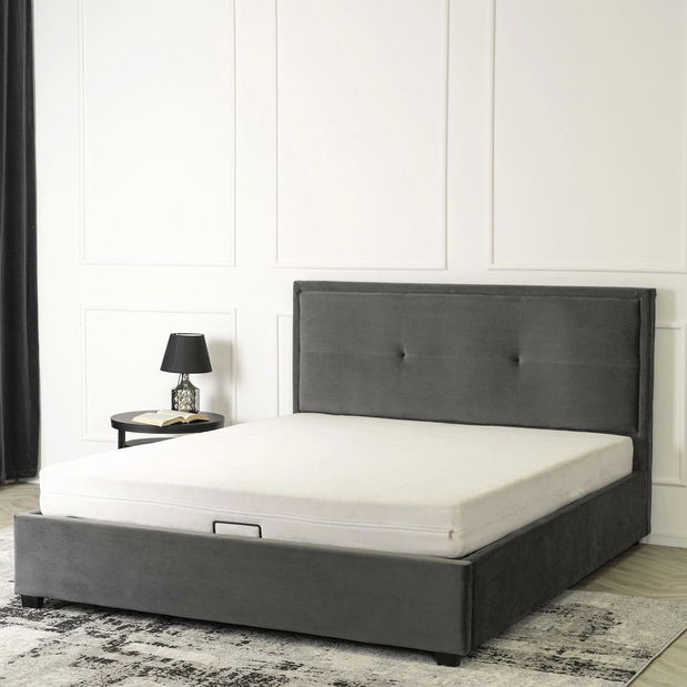 Manželská postel 160 cm Acompanaba (šedá) (s roštem) (s úl. prostorem)