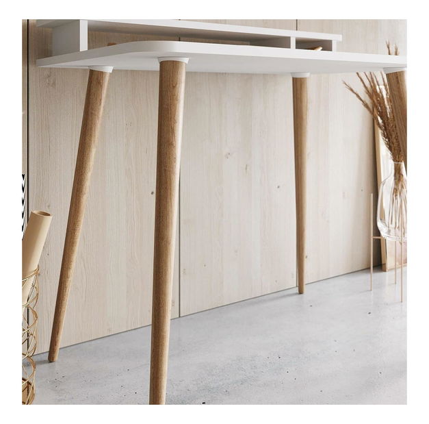 PC stolek Deluxolla (bílá + světlé dřevo)