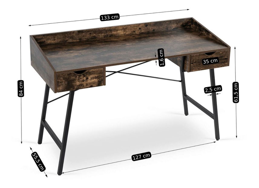 Psací stolek Igualada (dub rustikal + černá)