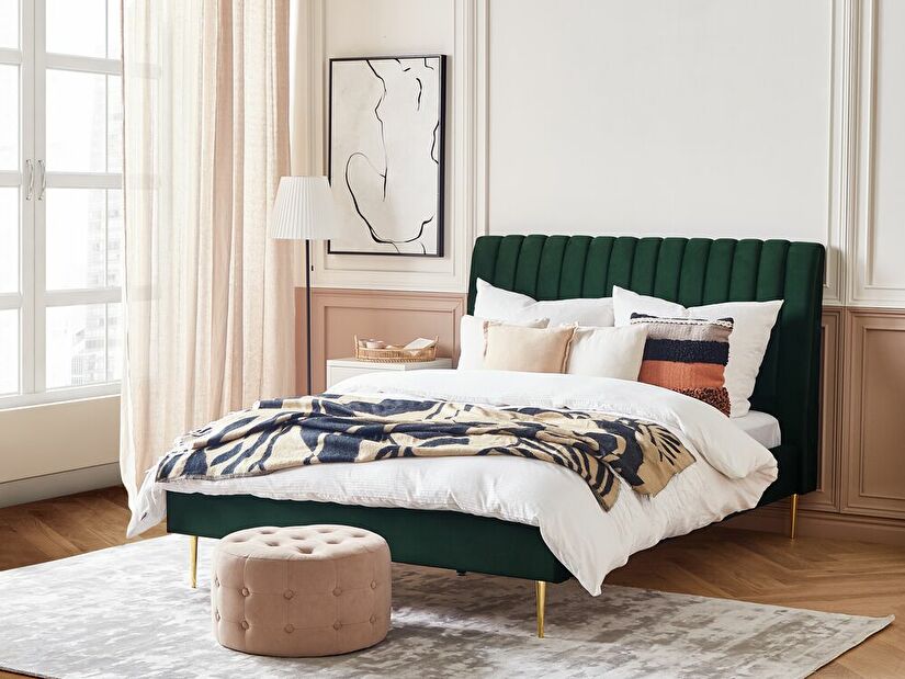 Manželská postel 140 cm Marvik (zelená)