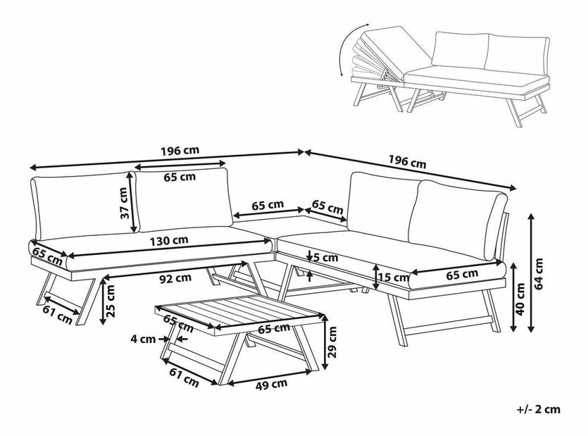 Rohová zahradní pohovka Charlota (šedá)