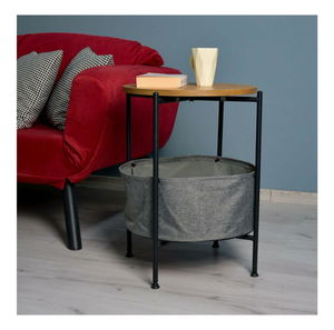 Příruční stolek Pivudu (hnědá + černá + šedá)