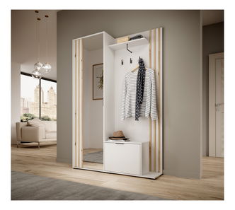 Šatní skříň Norris (bílá + dub artisan)