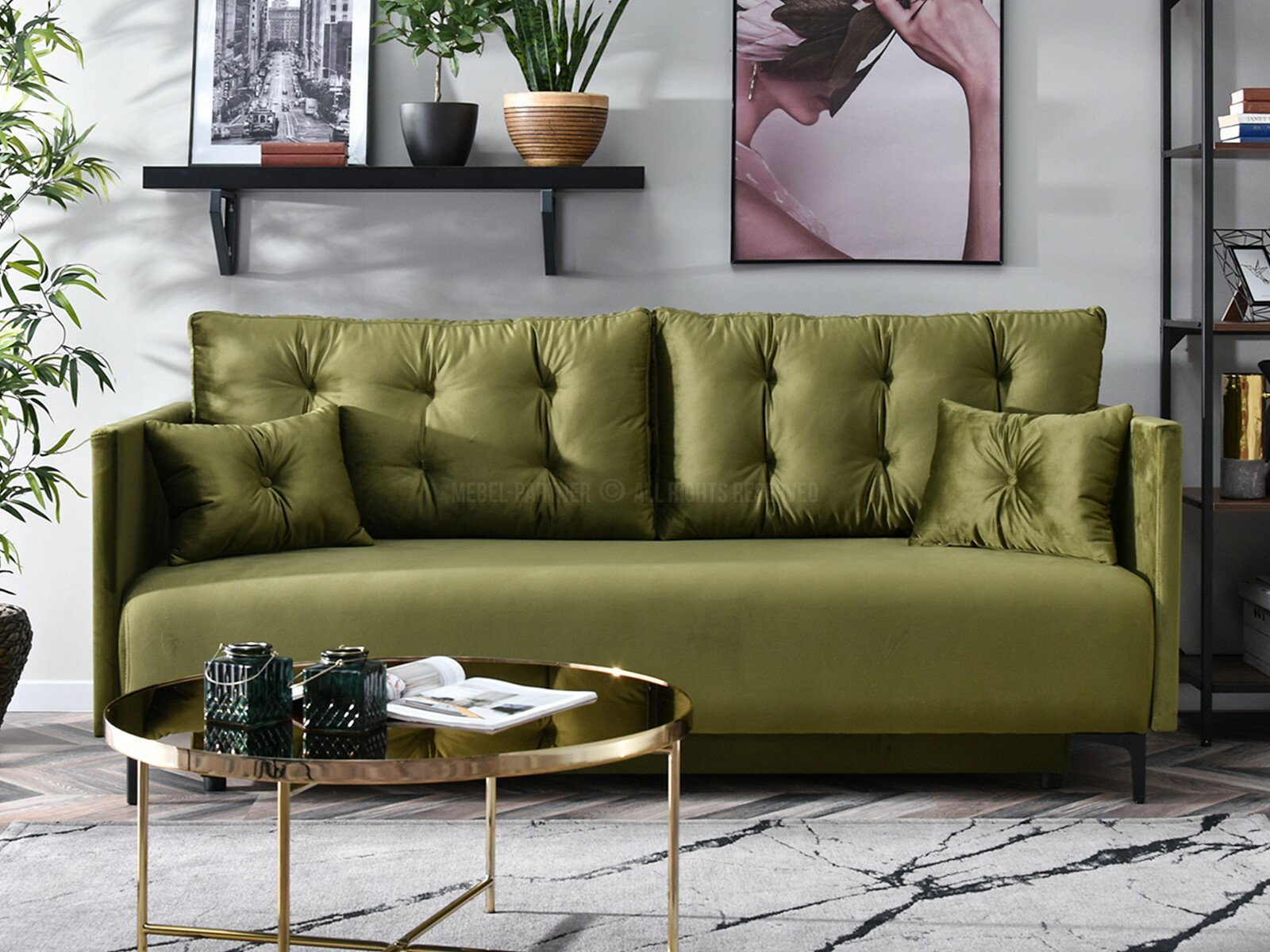 Pohovka dvousedačka Mastil (zelená + černá)