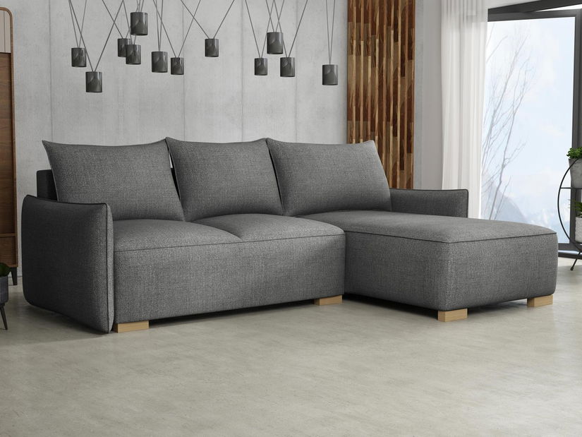 Rohová sedačka Gryfit L (tmavě šedá) (s úl. prostorem)