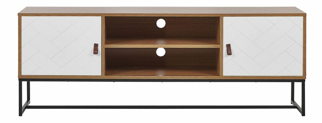 TV stolek/skříňka NAVVEA (světlé dřevo + bílá)