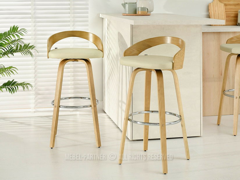 Barová židle CH38 (krémová + dub)