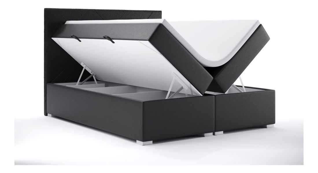 Boxspring postel 160 cm Melo (černá ekokůže) (s úložným prostorem)