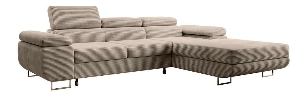 Rohová sedací souprava Grande (P) (béžová tmavá + chromová)